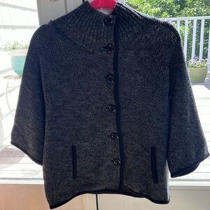 Ann Taylor Charcoal & Black 3/4 Sleeve Sweater/Jacket w/Black buttons - Medium
